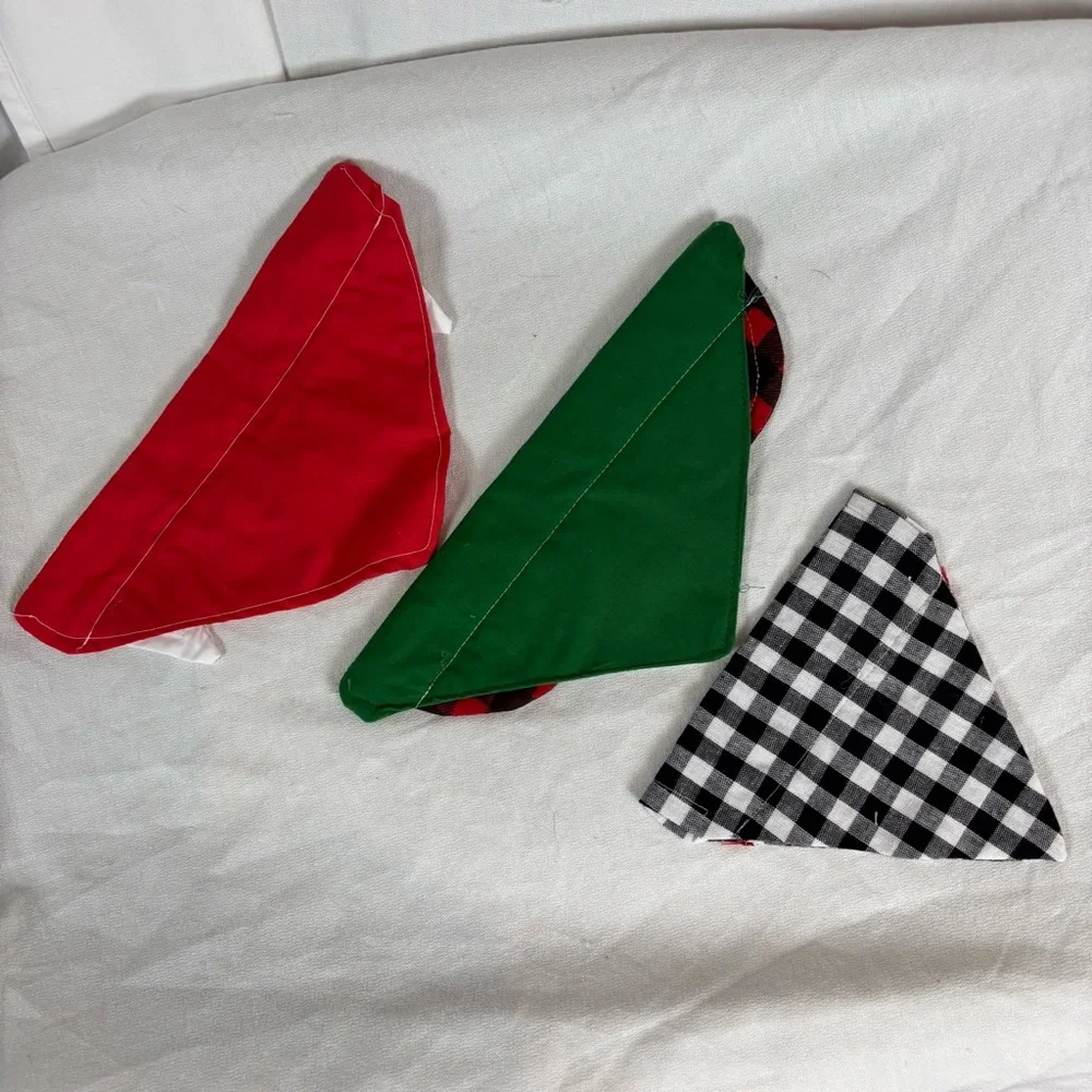 Handmade‎ Christmas Dog Collar Bandanas Set of 3 – Size Medium 9
